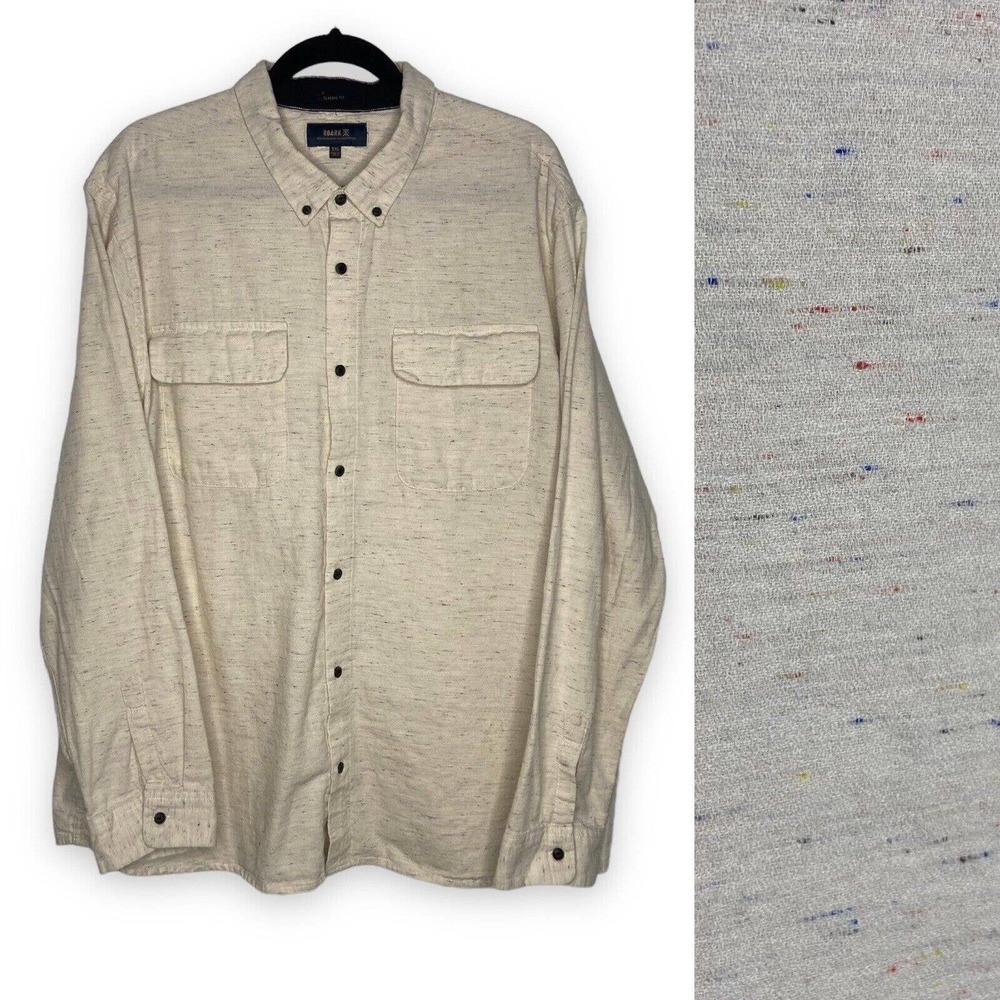 Roark Cream Speckled Button-Down Casual Shirt